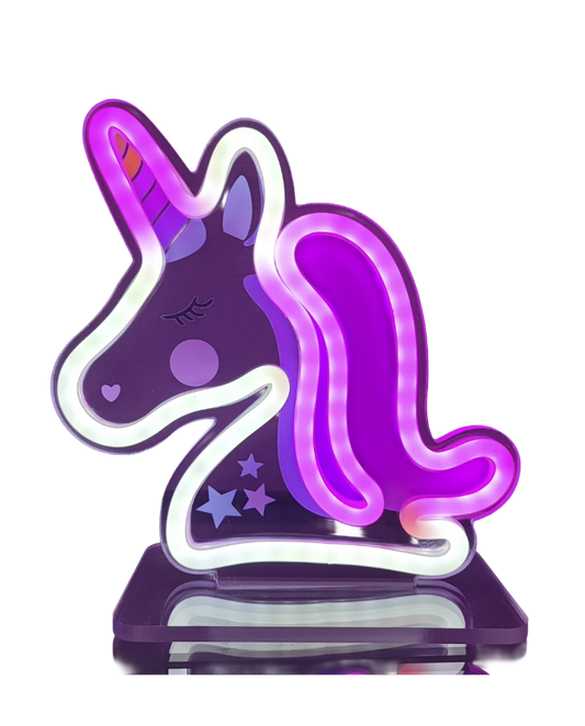 Veliline Neon-skilt UNICORN i plexi-ramme