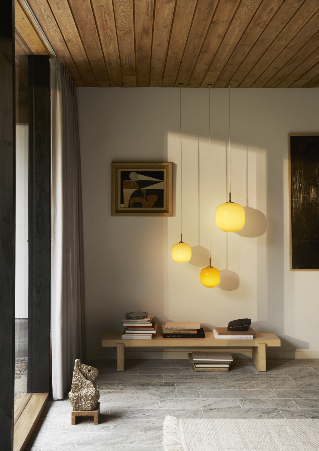 Louis Poulsen VL 45 Radiohus Pendel Ø250 - Messing/Amber Glas