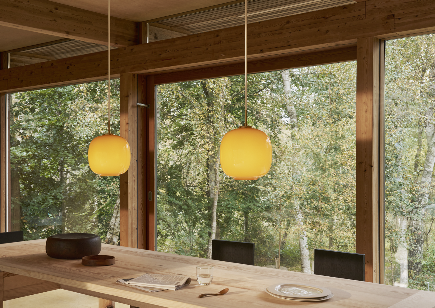 Louis Poulsen VL 45 Radiohus Pendel Ø250 - Messing/Amber Glas