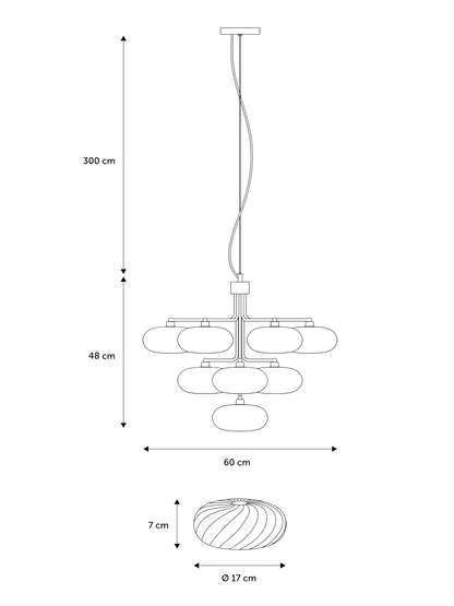 Nielsen light Emilia lysekrone - messing klar glas