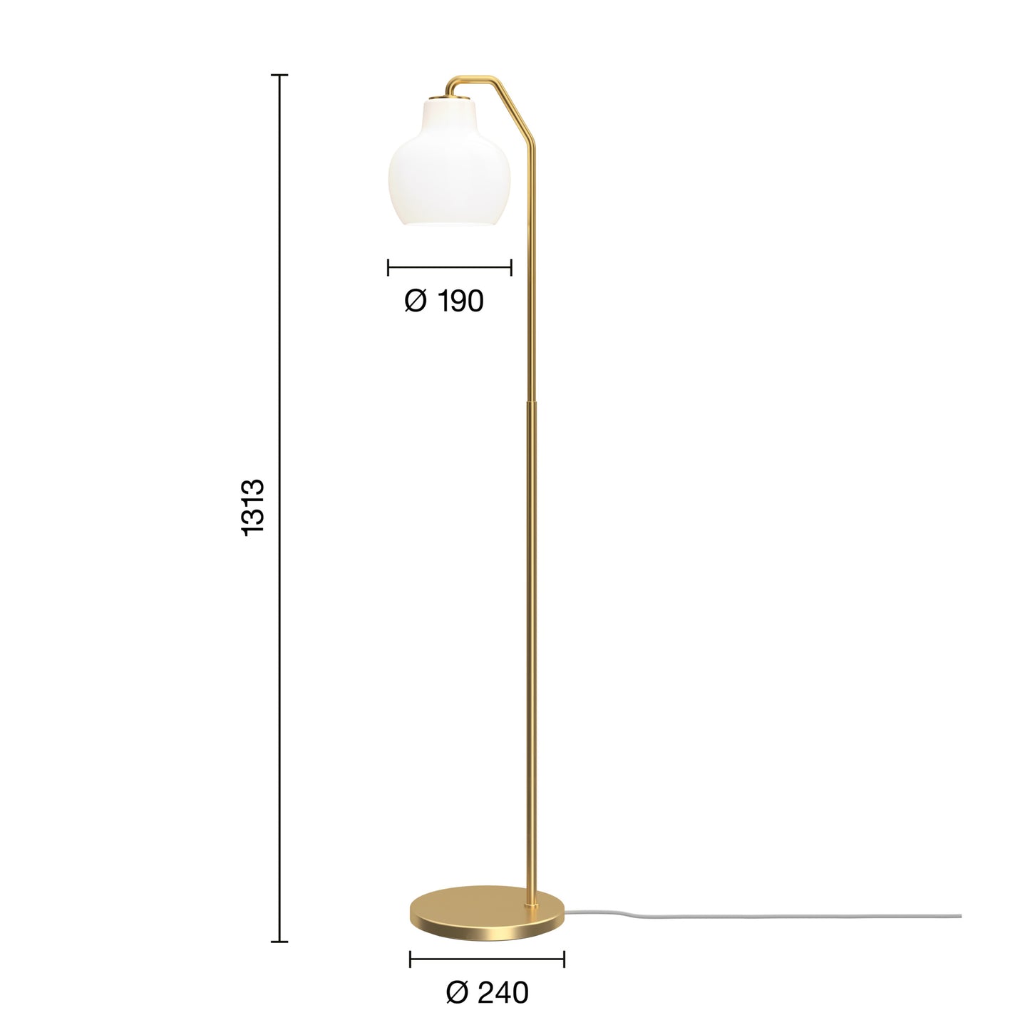 Louis Poulsen - VL Ring Crown Gulvlampe – Brass / Opal Glass