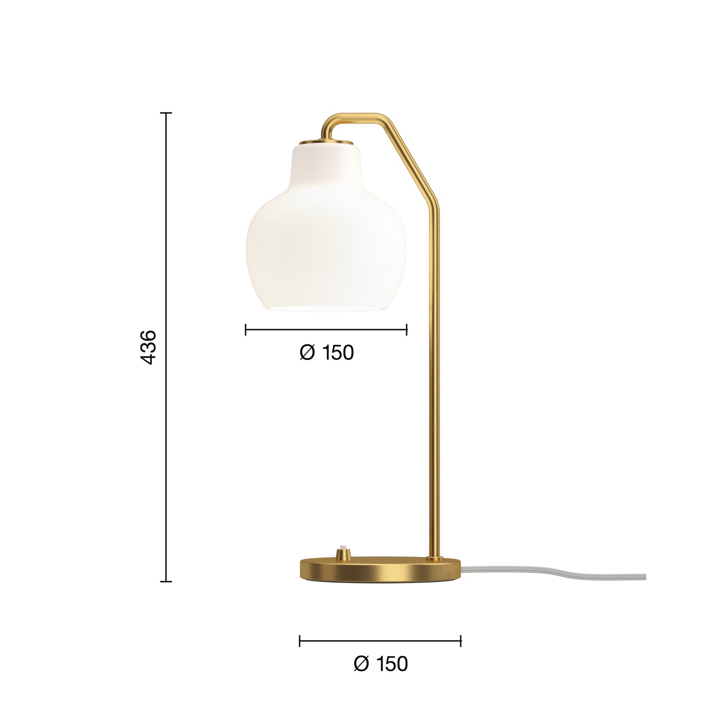 Louis Poulsen - VL Ringkrone Bordlampe – Brass / Opal Glass Ø150