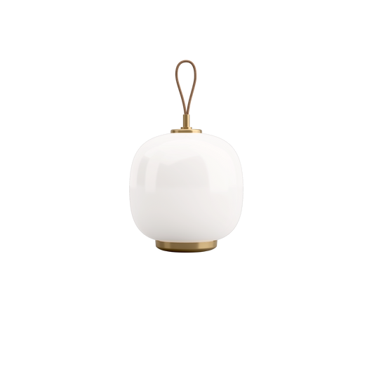 Louis Poulsen VL 45 Radiohus genopladelig Bordlampe Messing/Hvid Opal Glas