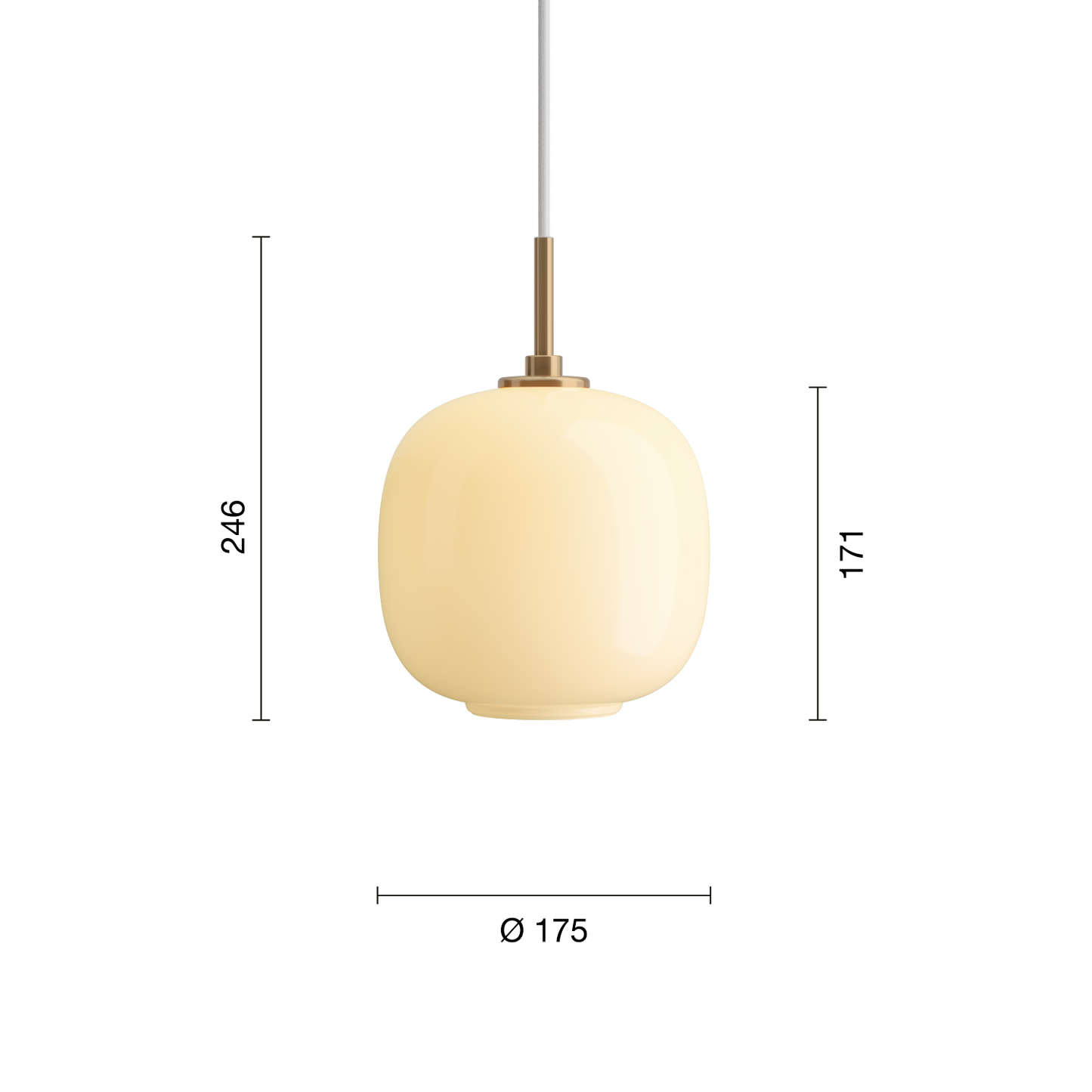 Louis Poulsen VL 45 Radiohus Pendel Ø175 - Messing/Gul Glas