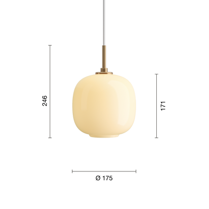 Louis Poulsen VL 45 Radiohus Pendel Ø175 - Messing/Gul Glas