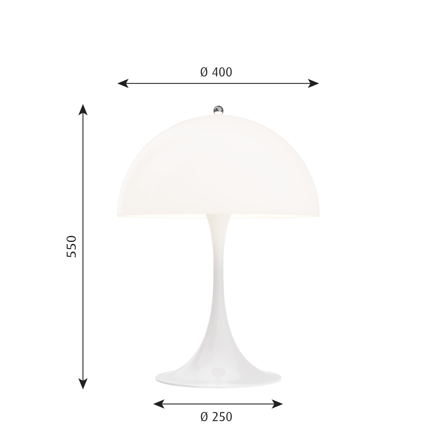 Louis Poulsen Panthella 400 Bordlampe - Hvid Opalt Akryl