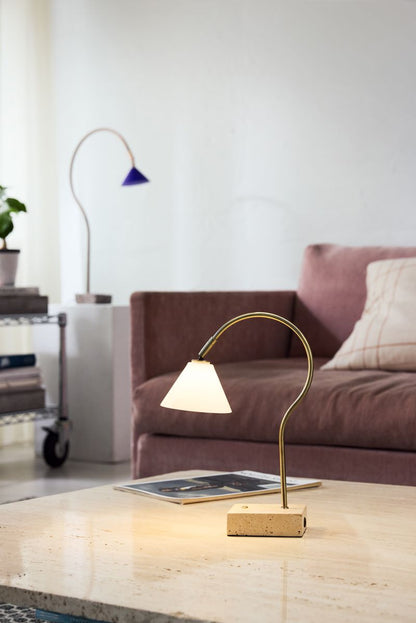 Halo Design Question Portable Table Lamp - Antique Messing Opal Glas