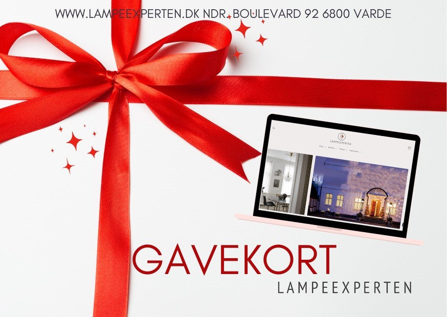 Lampeexperten gavekort til webshop og i showroom