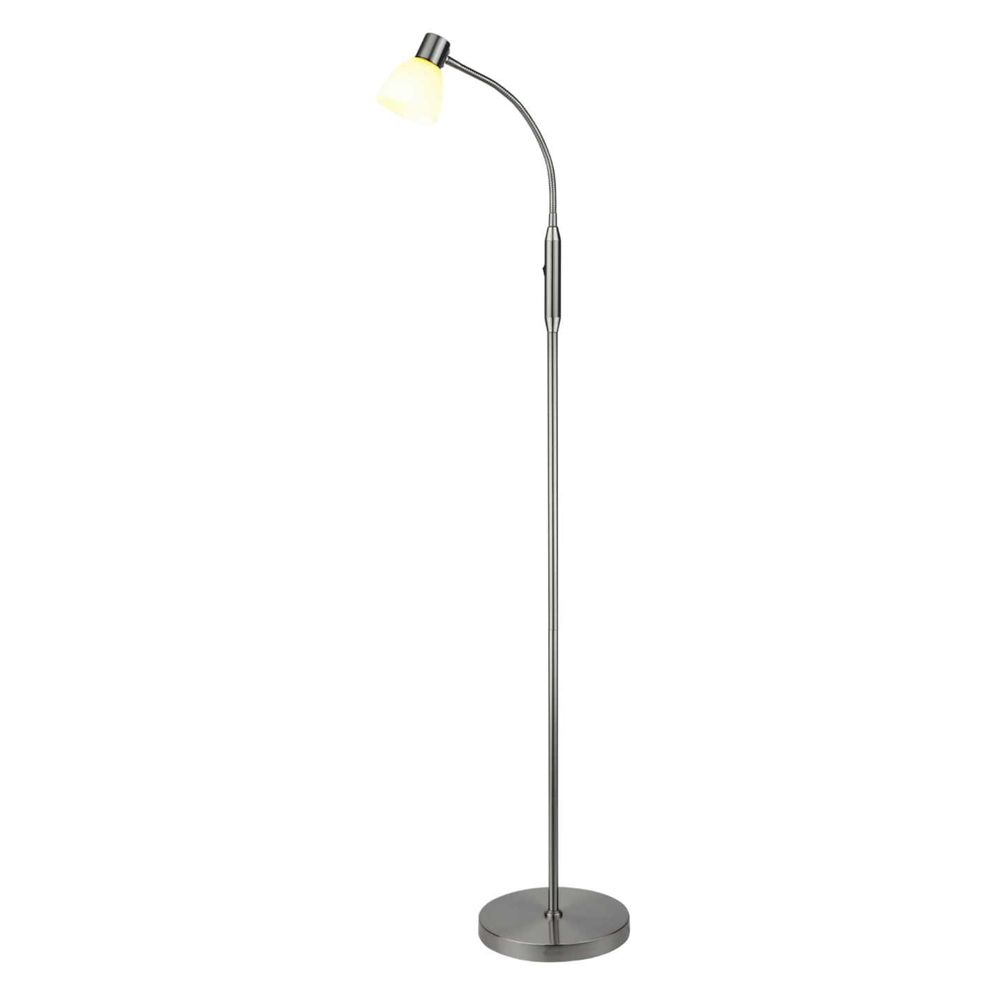 Halo Design Hudson Gulvlampe Glas 1L - Børstet stål/Opal