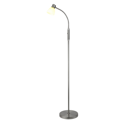 Halo Design Hudson Gulvlampe Glas 1L - Børstet stål/Opal