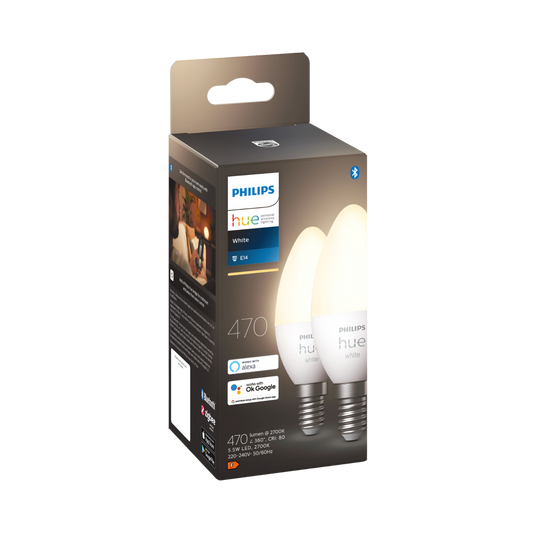 Philips Hue White E14 ljus med Bluetooth - 2-pack