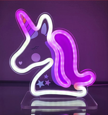 Veliline Neon-skilt UNICORN i plexi-ramme