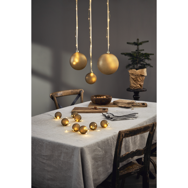 STAR TRADING -Guld julekugler på lyskæde - 8 stk. fra Lampeexperten