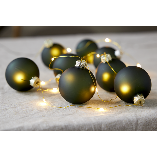 STAR TRADING -Grønne julekugler på lyskæde - 8 stk. fra Lampeexperten