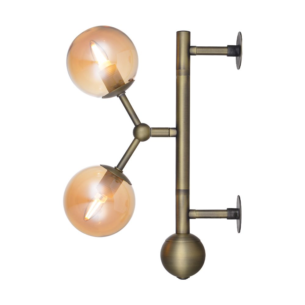 Halo Design - Atom Væglampe Amber/Antik Messing fra Lampeexperten