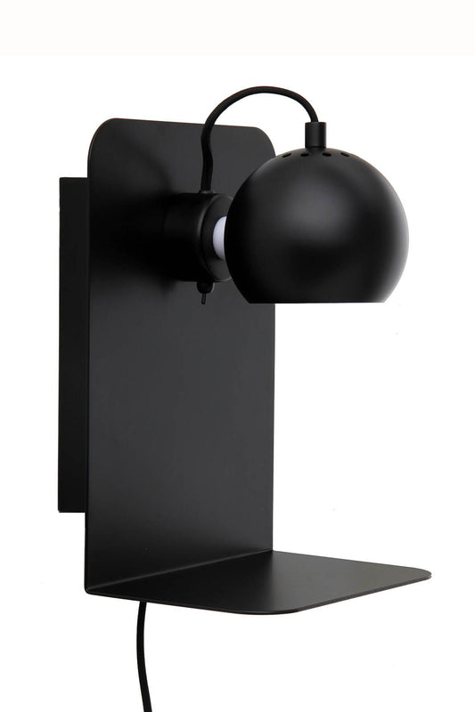 FRANDSEN - Ball Væglampe m/USB Mat Sort -  fra Lampeexperten