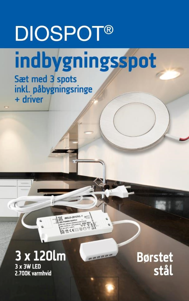 Indbygningsspot stål fra Lampeexperten